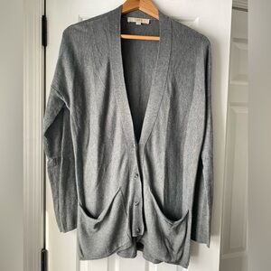 Loft Long Grey Cardigan Sweater Size S